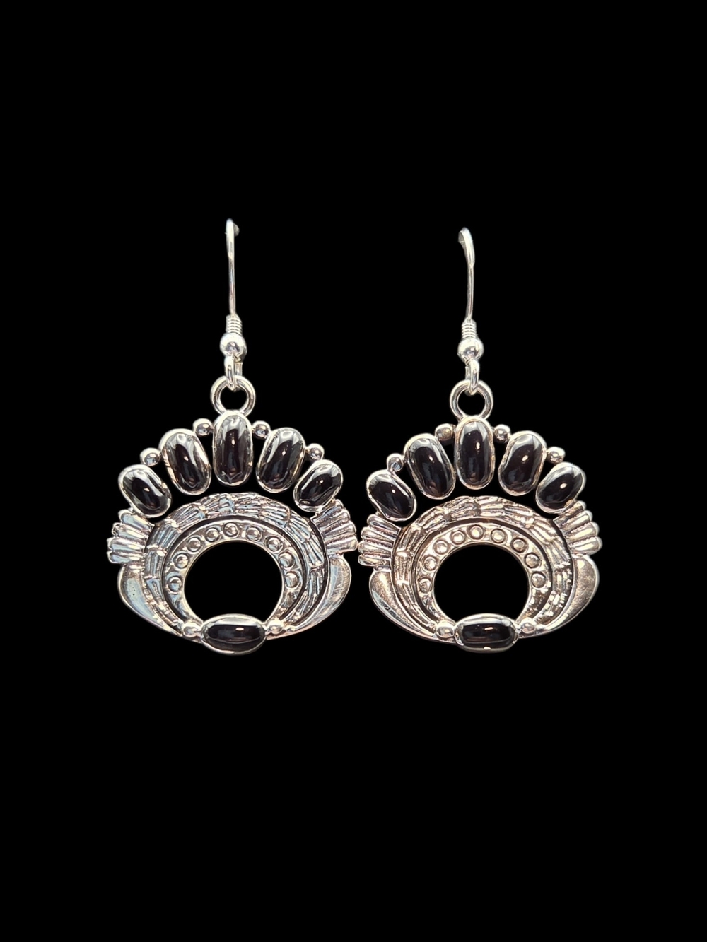 Silver Black Onyx Cabochon Naja Drop Earrings - Women Jewelry
